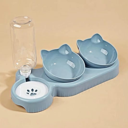 Cat Bowl Set with Gravity Water Feeder