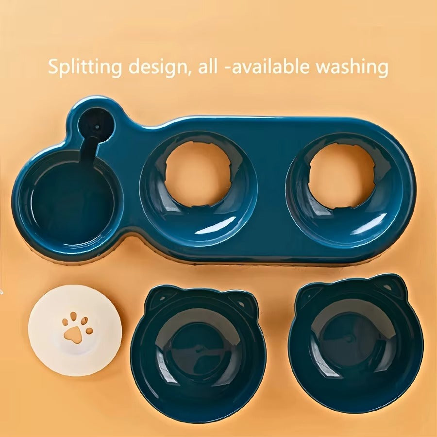 Cat Bowl Set with Gravity Water Feeder