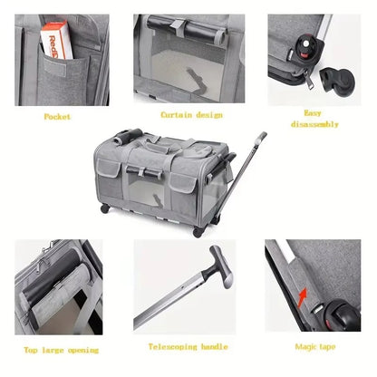 Foldable Pet Trolley Travel Bag