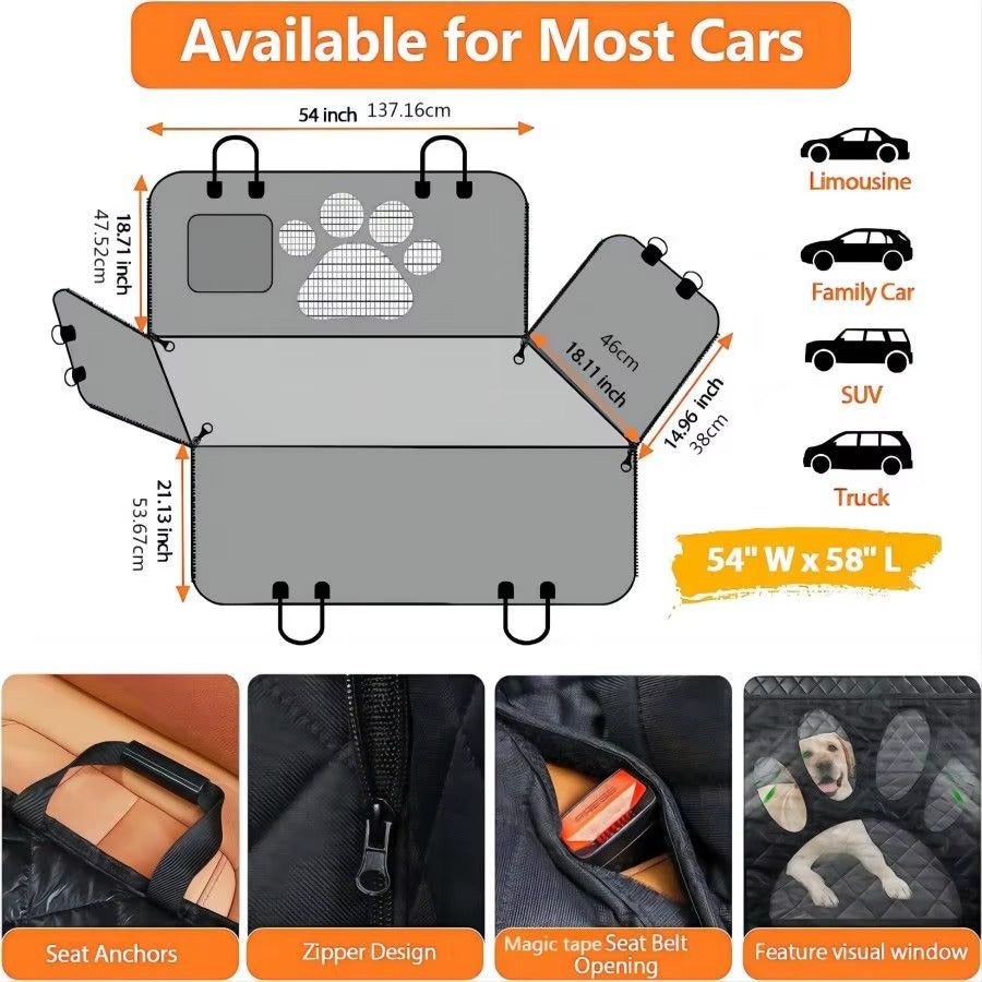 Waterproof Dog Car Hammock Back Seat Cover