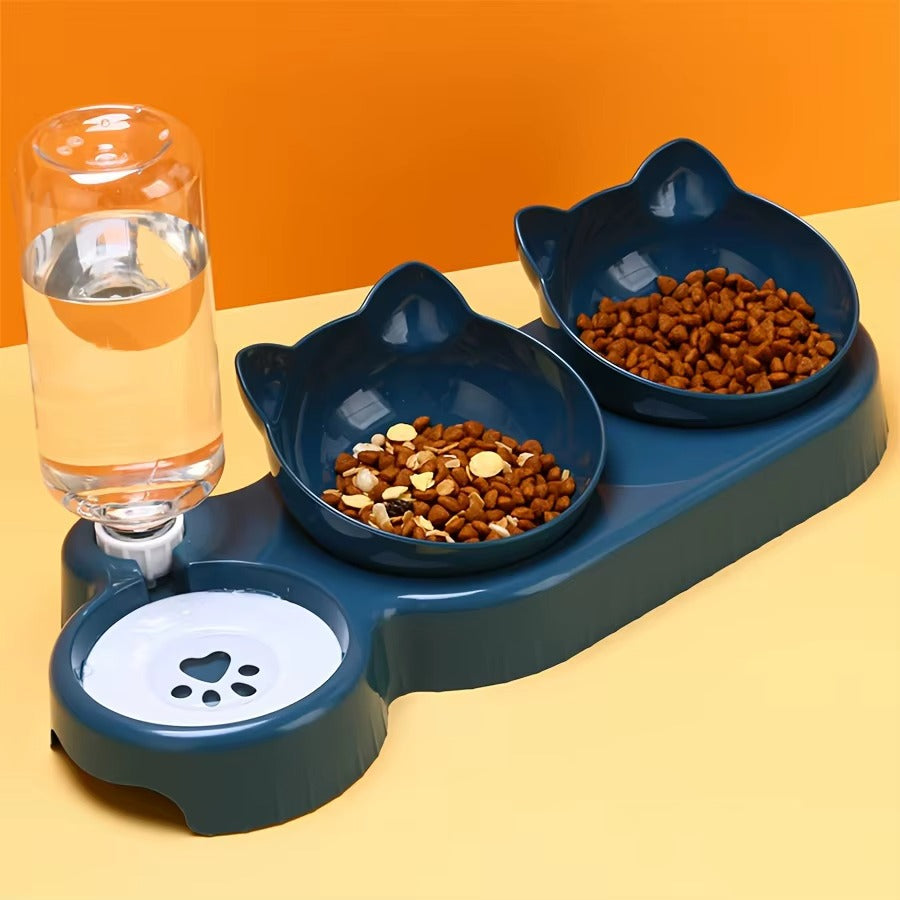 Cat Bowl Set with Gravity Water Feeder