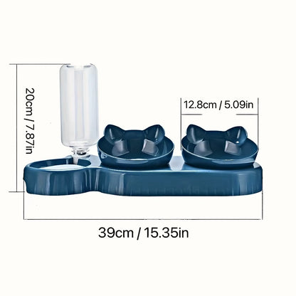 Cat Bowl Set with Gravity Water Feeder