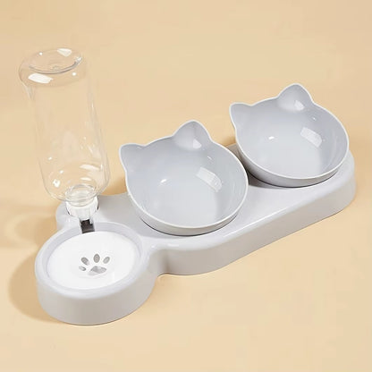 Cat Bowl Set with Gravity Water Feeder
