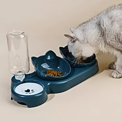 Cat Bowl Set with Gravity Water Feeder