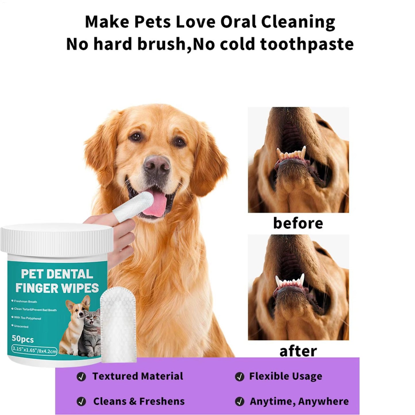 Pet Dental Finger Wipes